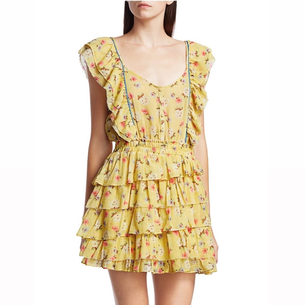LoveShackFancy Phyllis Tiered Mini Dress Size Small Girly Summer Feminine Preppy